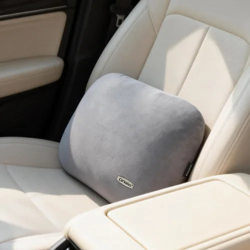 Vista 10 de Carwales Almohada de Apoyo Lumbar Beige para Asiento de Conducción de Coche, Soporte de Espalda Baja de Látex Suave, Relajación, Accesorios