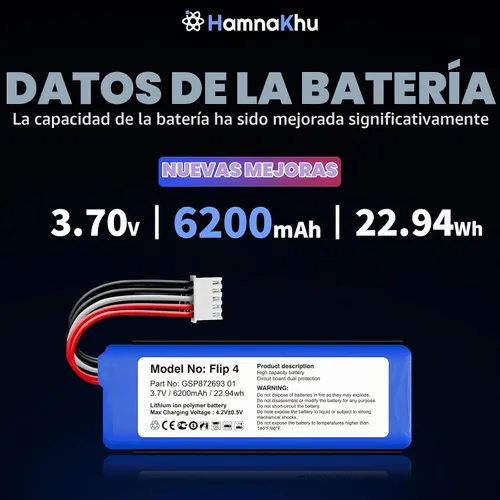Vista 2 de Batería de repuesto para altavoz Flip 4 Bluetooth, Flip 4 Special Edition, GSP872693 01