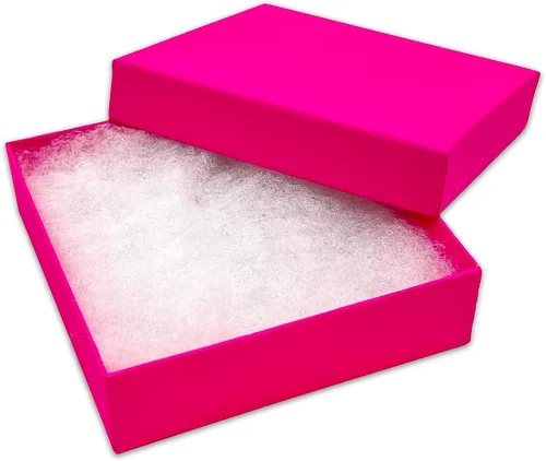 Vista 17 de The Display Guys - Paquete de 25 cajas de joyería de papel kraft de cartón relleno de algodón #11 - Color lavanda claro (2.1" x 1.8" x 0.8")