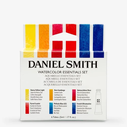 Vista 2 de DANIEL SMITH 285610005 Acuarelas esenciales extra finas introductorias, 6 tubos, 5 ml, azul/transparente/amarillo, 0.17 fl oz (paquete de 6)
