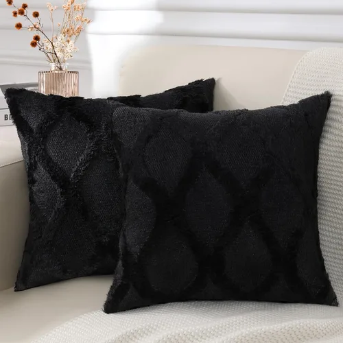 Vista 17 de decorUhome - Juego de 2 fundas de cojín decorativas para primavera de 16 x 16 pulgadas, fundas de almohada afelpadas de lana y piel sintética suave