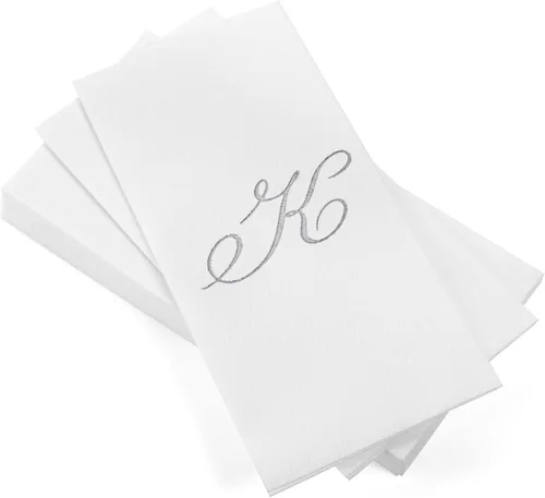 Vista 45 de AH AMERICAN HOMESTEAD Servilletas desechables – Servilletas doradas con monograma para invitados, servilletas acolchadas como tela para baño