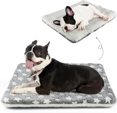Vista 29 de Mora Pets Cama para gatos, almohadilla para jaula para perros, cama ultrasuave para mascotas con bonito estampado de estrellas, tapete lavable