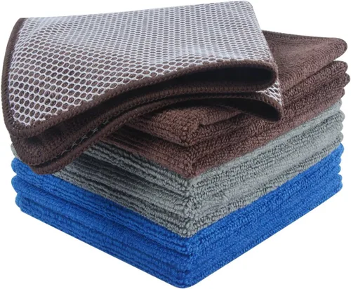 Vista 28 de KinHwa Paños de Cocina para Platos de Microfibra Absorbente de Secado Rápido con Lado de Fregado Poly Scour Ideal para Limpieza de Cocina
