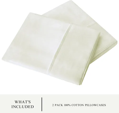 Vista 3 de WINLIFE Juego de 2 fundas de almohada de algodón 100%, tamaño estándar, de fibras largas, 20×26 pulgadas, fundas de almohada frescas, transpirables