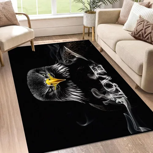 Alfombra de área de águila calva de 3 x 5 pies para dormitorio, lavandería, sala de estudio, alfombra de amor de animales negros, decoración del