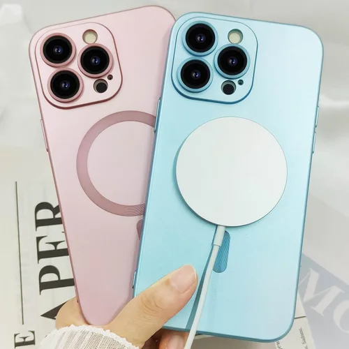 Vista 6 de Funda magnética para iPhone 12 Pro Max para mujer, diseño mate de lujo suave con brillo metálico con protector de lente de cámara, compatible