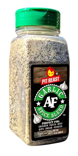 Pit Beast Ajo AF - Condimento para barbacoa de ajo, sal y pimienta | Mezcla de especias de sabor extremo a ajo para todo uso | Pollo, pasta,