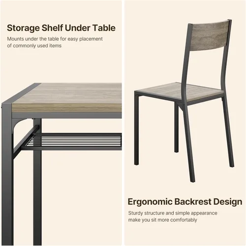 Vista 5 de Gizoon Juego de mesa de comedor para 2, mesa de cocina de 3 piezas con 2 sillas para espacios pequeños, apartamento, cocina, comedor, ahorro