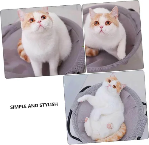 Vista 3 de Cat Hammock Bed for Pets Breathable Elevated Nest Sturdy Frame Removable Washable Design for Use for Cats Dogs Grey