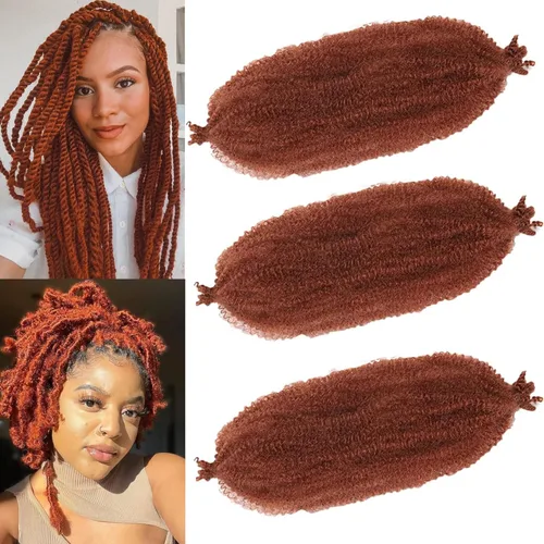 Vista 54 de 3 paquetes de cabello rizado afro elástico de 10 pulgadas, cabello trenzado Marley Twist 1B preseparado de ganchillo sintético suave para rastas