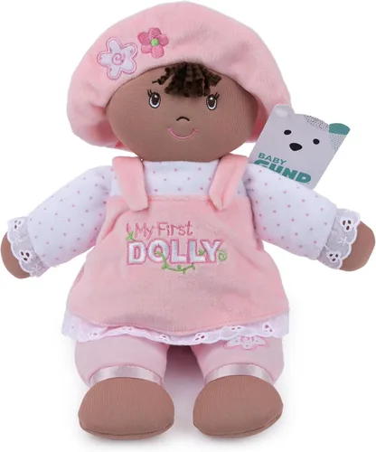 Vista 8 de GUND Baby My First Dolly, muñeca de peluche para bebés y niños pequeños, rosa/blanco, 13 pulgadas