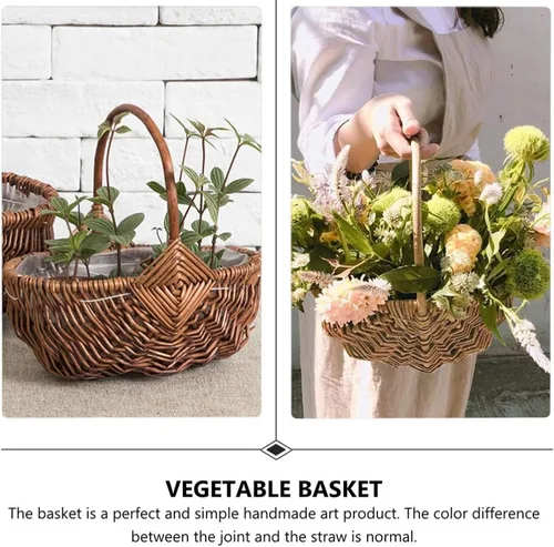 Vista 7 de NOLITOY Cesta de la compra de ratán pequeña cesta de pan de mimbre cesta de frutas despensa mimbre cesta de flores de ratán cesta de huevos