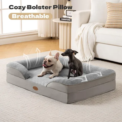 Vista 6 de Tailwaggz Cama refrescante para mascotas para perros y gatos medianos, sofá cama ortopédica impermeable para perros, sofá cama de espuma de apoyo