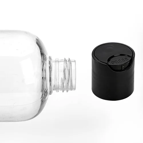 Vista 4 de Peohud Paquete de 20 botellas vacías de plástico transparente de 16 onzas con tapas abatibles con tapa de disco, botellas de champú recargables