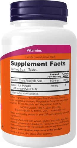 Vista 2 de NOW Suplementos, Vitamina C-500 con escaramujo, Protección Antioxidante*, 250 tabletas