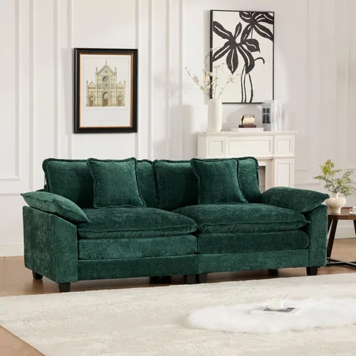 Vista 10 de Modern Modular Sectional Couches Sofa, Cloud Couch LoveSeat with Double Layer Upholstered Seat Cushion, Breathable Chenille Fabric, Flexible L