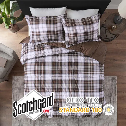 Vista 3 de Madison Park Essentials - Edredón a cuadros Parkston, funda a juego, funda 3M Scotchguard antimanchas, hipoalergénico, juego de ropa de cama