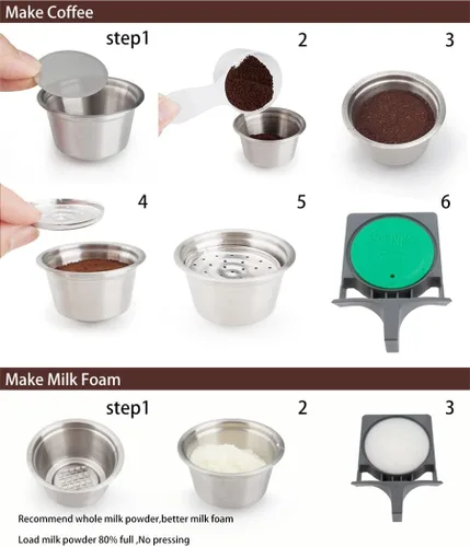 Vista 3 de cápsula de café de la cápsula de la espuma de la leche del acero inoxidable apto para la máquina de café del gusto del dolce