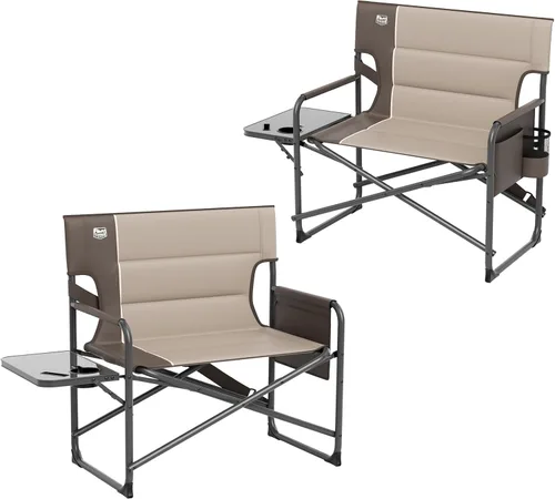 Vista 13 de Timber Ridge XXL - Silla de director – Silla de camping plegable resistente para adultos, capacidad de 500 libras, asiento acolchado extra ancho Azul