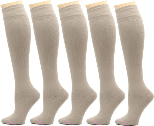 Vista 24 de Dr. Motion - 5 pares de calcetines de compresión terapéutica graduada de 8-15 mmHg para rodillas de mujer