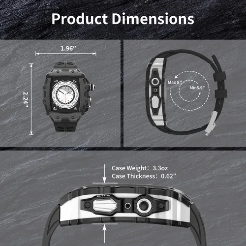 Vista 4 de Funda de metal de lujo con correa para Apple Watch Series 9, 8, 7, 1.772 pulgadas, SE 6, 5, 4, 1.732 pulgadas, protector de pantalla resistente