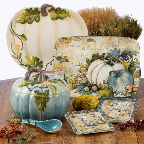 Vista 6 de Certified International Harvest Gatherings - Juego de 4 platos de ensalada/postre de 9 pulgadas, multicolor, medianos
