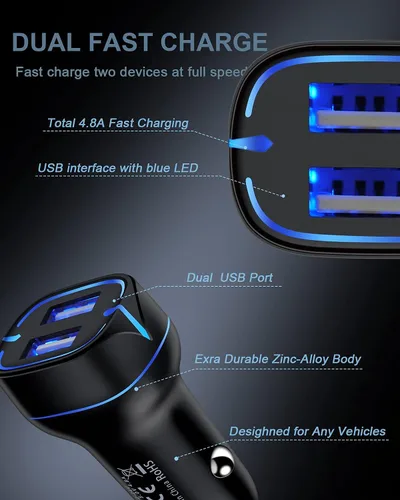 Vista 2 de Cargador de teléfono para coche, cable Lightning de carga rápida para iPhone 14 13 12 Pro Max Mini 11Pro 10 SE X XR XS XS Max 8 7 6 Plus, cable