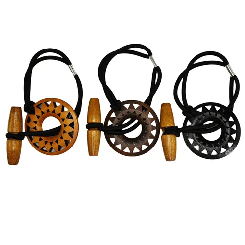 Vista 10 de 3 ligas elásticas anudadas para el cabello para rastas, cabello grueso, soportes de goma extralargos, bandas de palanca talladas en madera