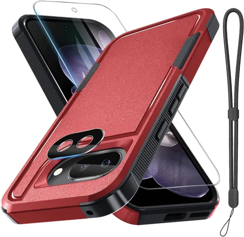 Vista 45 de RMOCR Funda para Google Pixel 9 Pro XL, de cuerpo completo, resistente, a prueba de golpes, con correa de cordón, protector de pantalla de vidrio