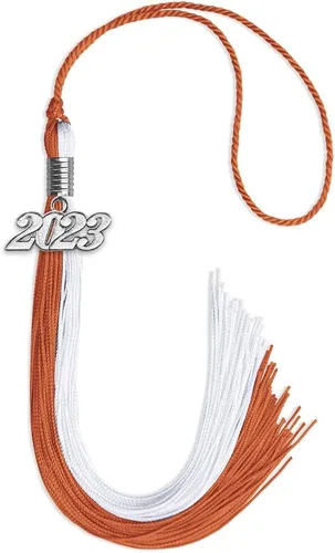 Vista 215 de Endea Graduation Borla de doble color con gota de fecha plateada (negro/oro antiguo, 2025)