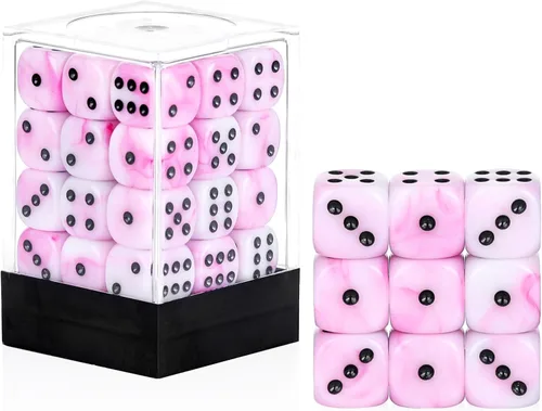 Vista 26 de Juego de 24 dados de 16mm de 6 caras, juego de dados D6 con patrón de perlas, dados estándar de 6 caras para Yahtzee, Bunco o enseñanza