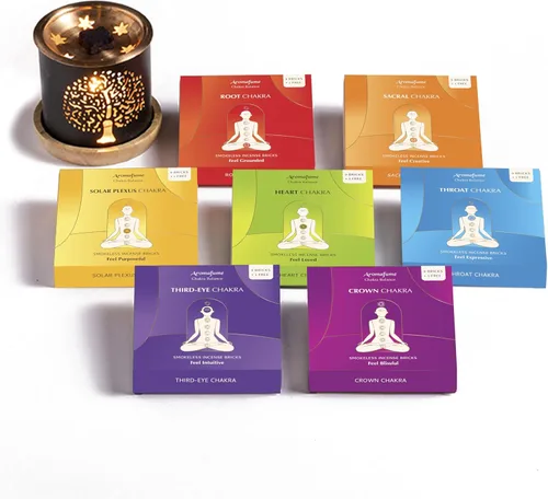 Aromafume - Juego de ladrillos de incienso de 7 chakras, 63 ladrillos y árbol de la vida, juego para equilibrio de chakras, regalos de yoga y
