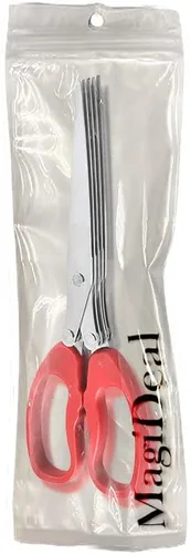 Vista 4 de MagiDeal Shredder Tijeras multipropósito multihoja tijeras de corte con acero inoxidable 5 cuchillas (rojo)
