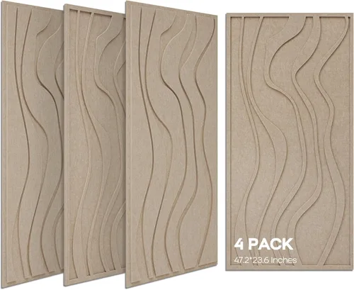 BUBOS Paquete de 4 Paneles Acústicos Grandes, Tamaño Total 47.2 x 23.6 Pulgadas Paneles de Pared Insonorizados, Paneles de Sonido Decorativos,