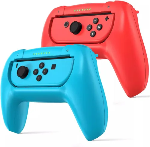 Vista 3 de Paquete de 3 agarres cómodos compatibles con Joy Con, kit de empuñaduras compatibles con interruptorcontrolador OLED con 4 tapas para el pulgar