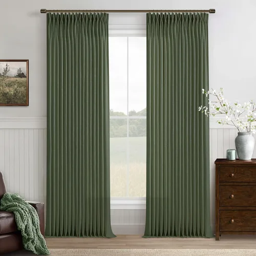 Vista 78 de TWODRAPES Cortinas de Lino Plisadas con Pinza Beige Blancas de 54 Pulgadas de Largo 2 Paneles para Comedor Cocina Dormitorio Plisadas Semi