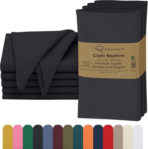 Vista 53 de Ruvanti Juego de 6 servilletas de tela, 18 x 18 pulgadas, 100% algodón, lavables, suaves y absorbentes, perfectas para bodas, Navidad, cenas