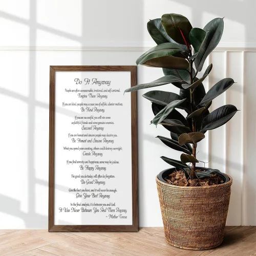 Vista 3 de WeiaMaoYi Letrero enmarcado con texto en inglés "Mother Teresas Forgive Them Anyway Do It Anyway