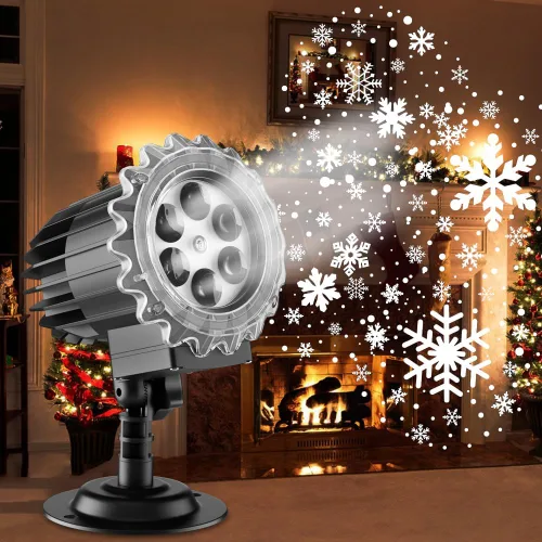 Proyector de luz de Navidad con nevadas, proyector de luz nocturna para fiestas en interiores y exteriores, lámpara giratoria de caída de nieve para