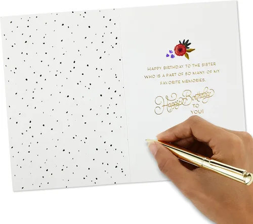 Vista 5 de Tarjeta de cumpleaños Hallmark Signature para hermana (Pastel elegante)