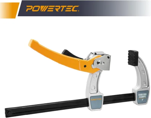 Vista 2 de POWERTEC 71586 Abrazaderas de barra de engranajes de 8 pulgadas para carpintería, liberación rápida con capacidad de sujeción de 600 libras