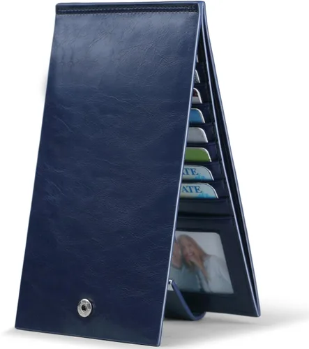 Vista 3 de Huztencor cartera de cuero con bolsillo para tarjeta de crédito bloqueo RFID, billetera, funda para tarjetas para mujer Credit Card Holder, RFID