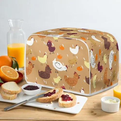 Vista 5 de Dolyues Cubierta para tostadora con estampado de pollo, 4 rebanadas, cubiertas para electrodomésticos pequeños de cocina, protección contra el polvo