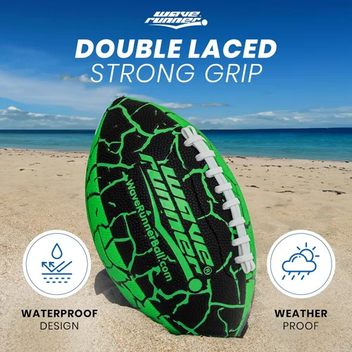 Vista 4 de Wave Runner Grip It - Balón de Fútbol Americano Impermeable de Tamaño Junior, Tamaño 9.25, Duradero y Doble Cordón, Perfecto para Accesorios