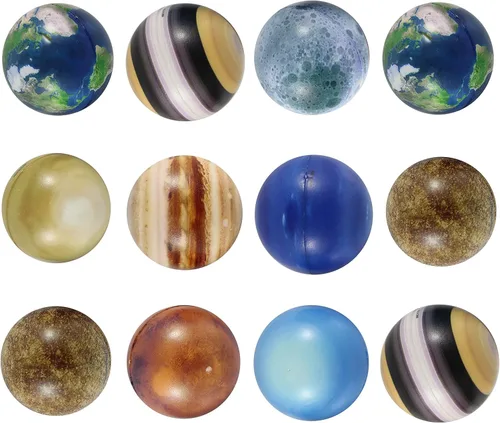 Vista 4 de Universe Solar System Stress Ball Toy Set - Juguete educativo de aprendizaje - Planetas del espacio exterior - Figuras de juguete de aprendizaje.