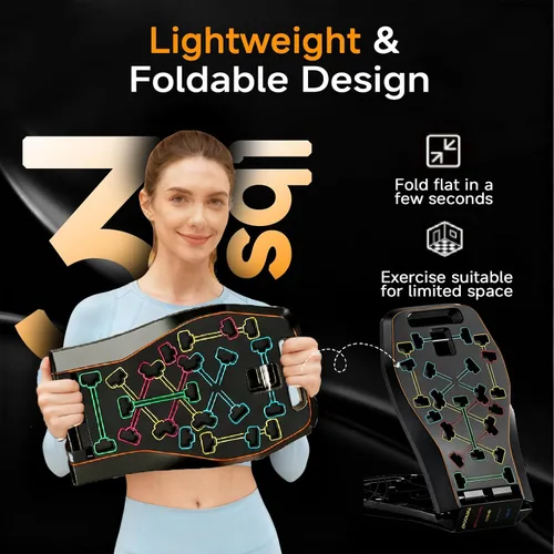 Vista 8 de LALAHIGH Push Up Board,36 in 1 Home Gym Equipment with Ab Roller Wheel & Resistance Bands, Portable Foldable Workout Board for Full Body Strength