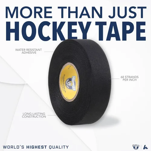 Vista 2 de Howies Black Hockey Tape 1" Black Cloth Stick & Bat Tape for Hockey, Lacrosse, Baseball, Sports Multiple Pack Sizes Strong Grip, Durable