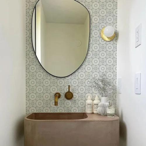 Vista 15 de Alwayspon 12 calcomanías de azulejos de pared retro florales mate para transferir, despegar y pegar, calcomanías de vinilo autoadhesivas