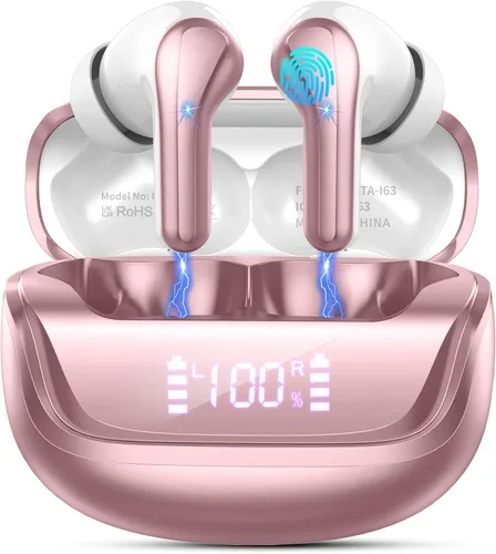 Vista 13 de Auriculares inalámbricos Nerunsa, auriculares Bluetooth 5.4 HiFi estéreo, 50H de tiempo de reproducción, auriculares intrauditivos con micrófonos